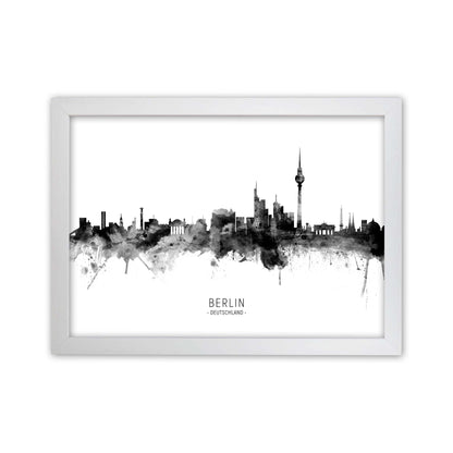 Berlin Germany Skyline Black White City Name  by Michael Tompsett White Grain