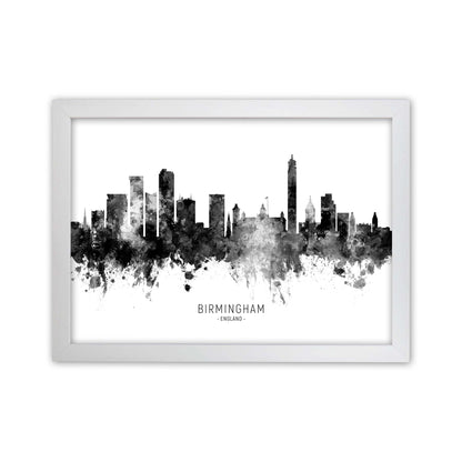 Birmingham England Skyline Black White City Name  by Michael Tompsett White Grain