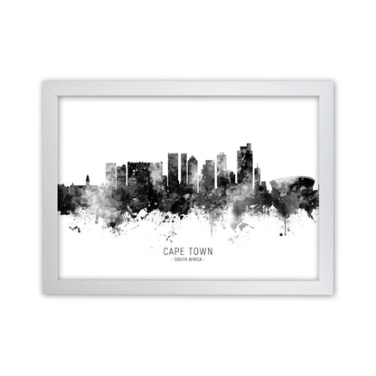 Cape Town South Africa Skyline Black White City Name  by Michael Tompsett White Grain