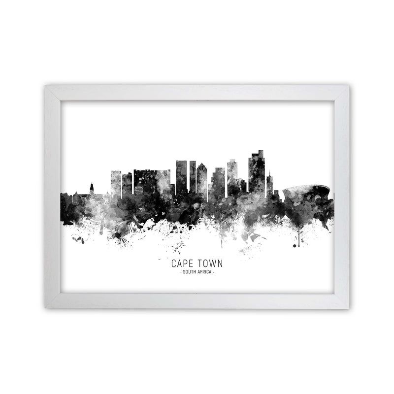 Cape Town South Africa Skyline Black White City Name  by Michael Tompsett White Grain