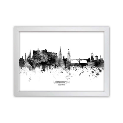 Edinburgh Scotland Skyline Black White City Name  by Michael Tompsett White Grain