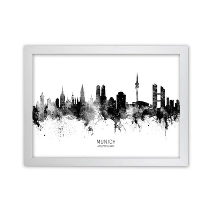 Munich Germany Skyline Black White City Name  by Michael Tompsett White Grain