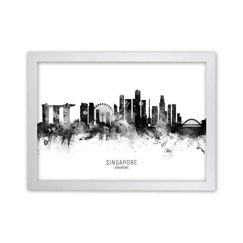 Singapore Singapore Skyline Black White City Name  by Michael Tompsett White Grain
