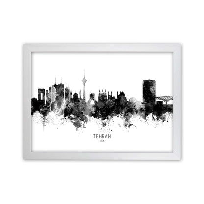Tehran Iran Skyline Black White City Name  by Michael Tompsett White Grain