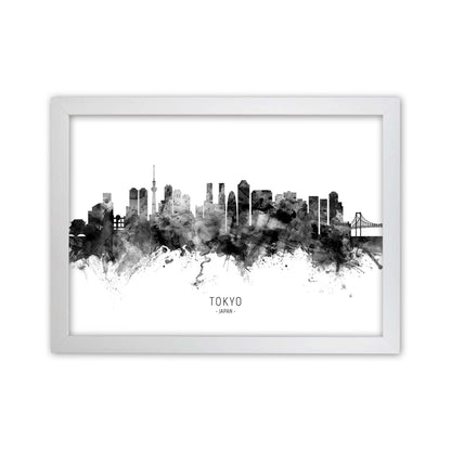 Tokyo Japan Skyline Black White City Name  by Michael Tompsett White Grain