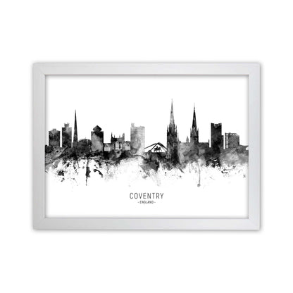 Coventry England Skyline Black White City Name  by Michael Tompsett White Grain