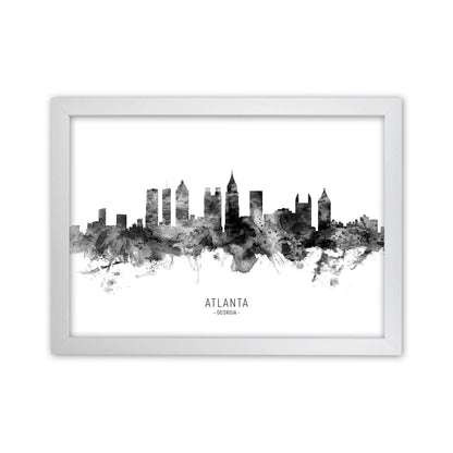 Atlanta Georgia Skyline Black White City Name  by Michael Tompsett White Grain