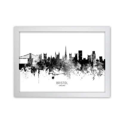 Bristol England Skyline Black White City Name  by Michael Tompsett White Grain