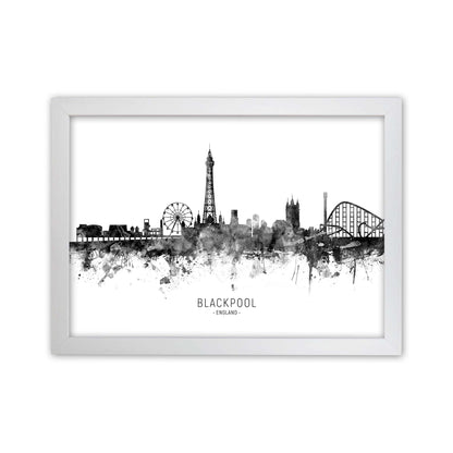 Blackpool England Skyline Black White City Name  by Michael Tompsett White Grain
