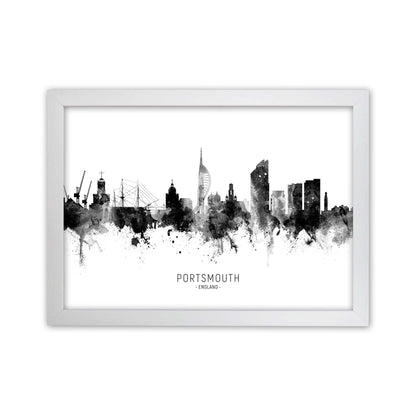 Portsmouth England Skyline Black White City Name  by Michael Tompsett White Grain