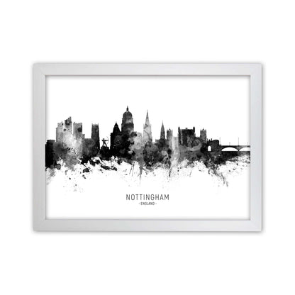 Nottingham England Skyline Black White City Name  by Michael Tompsett White Grain