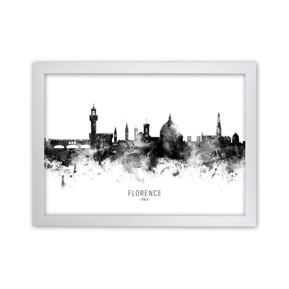 Florence Italy Skyline Black White City Name  by Michael Tompsett White Grain
