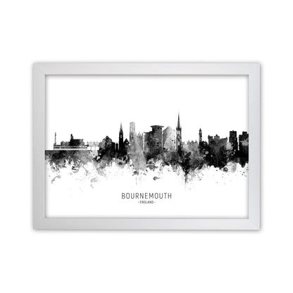 Bournemouth England Skyline Black White City Name  by Michael Tompsett White Grain