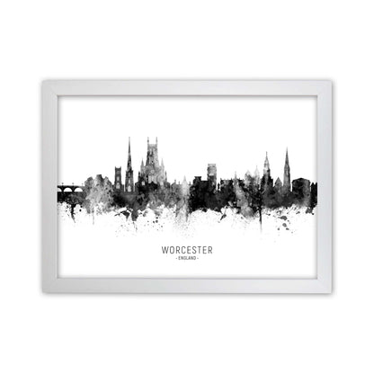 Worcester England Skyline Black White City Name  by Michael Tompsett White Grain