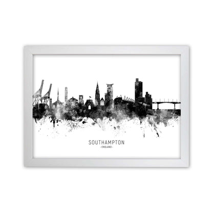 Southampton England Skyline Black White City Name  by Michael Tompsett White Grain