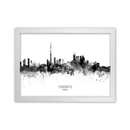Toronto Canada Skyline Black White City Name  by Michael Tompsett White Grain