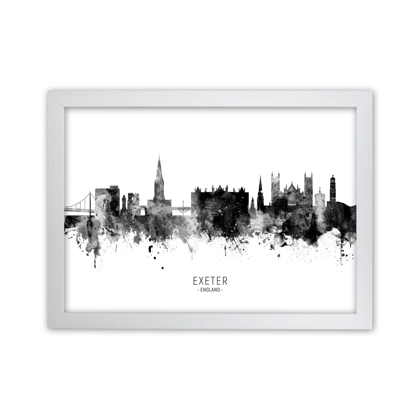 Exeter England Skyline Black White City Name  by Michael Tompsett White Grain