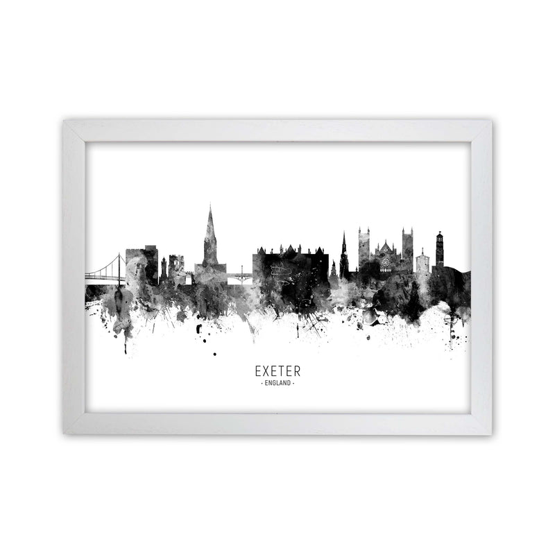 Exeter England Skyline Black White City Name  by Michael Tompsett White Grain