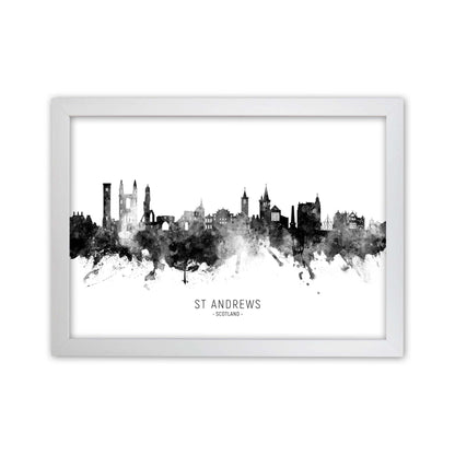 St Andrews Scotland Skyline Black White City Name  by Michael Tompsett White Grain