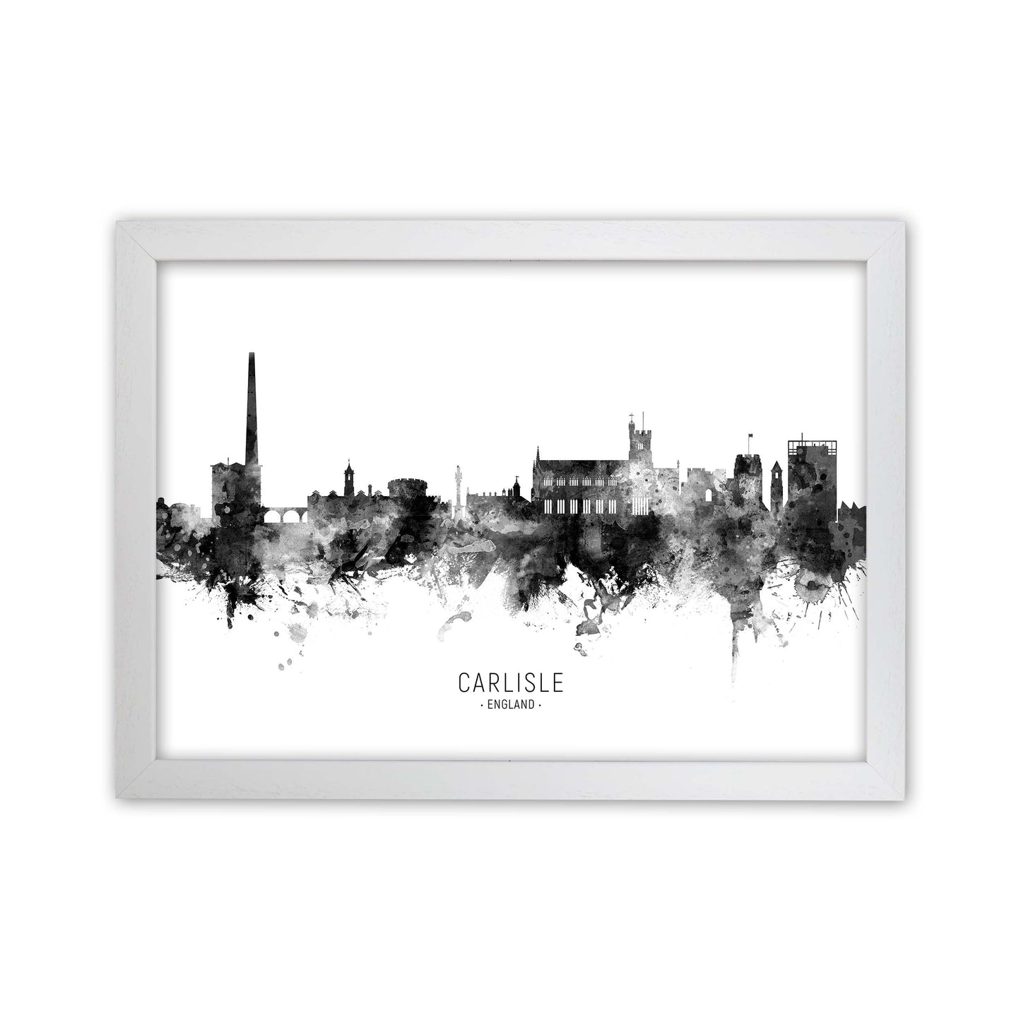 Carlisle England Skyline Black White City Name  by Michael Tompsett White Grain