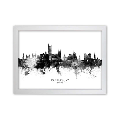 Canterbury England Skyline Black White City Name  by Michael Tompsett White Grain