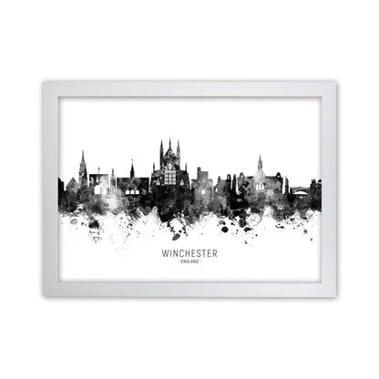 Winchester England Skyline Black White City Name  by Michael Tompsett White Grain