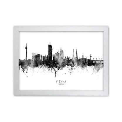 Vienna Austria Skyline Black White City Name  by Michael Tompsett White Grain