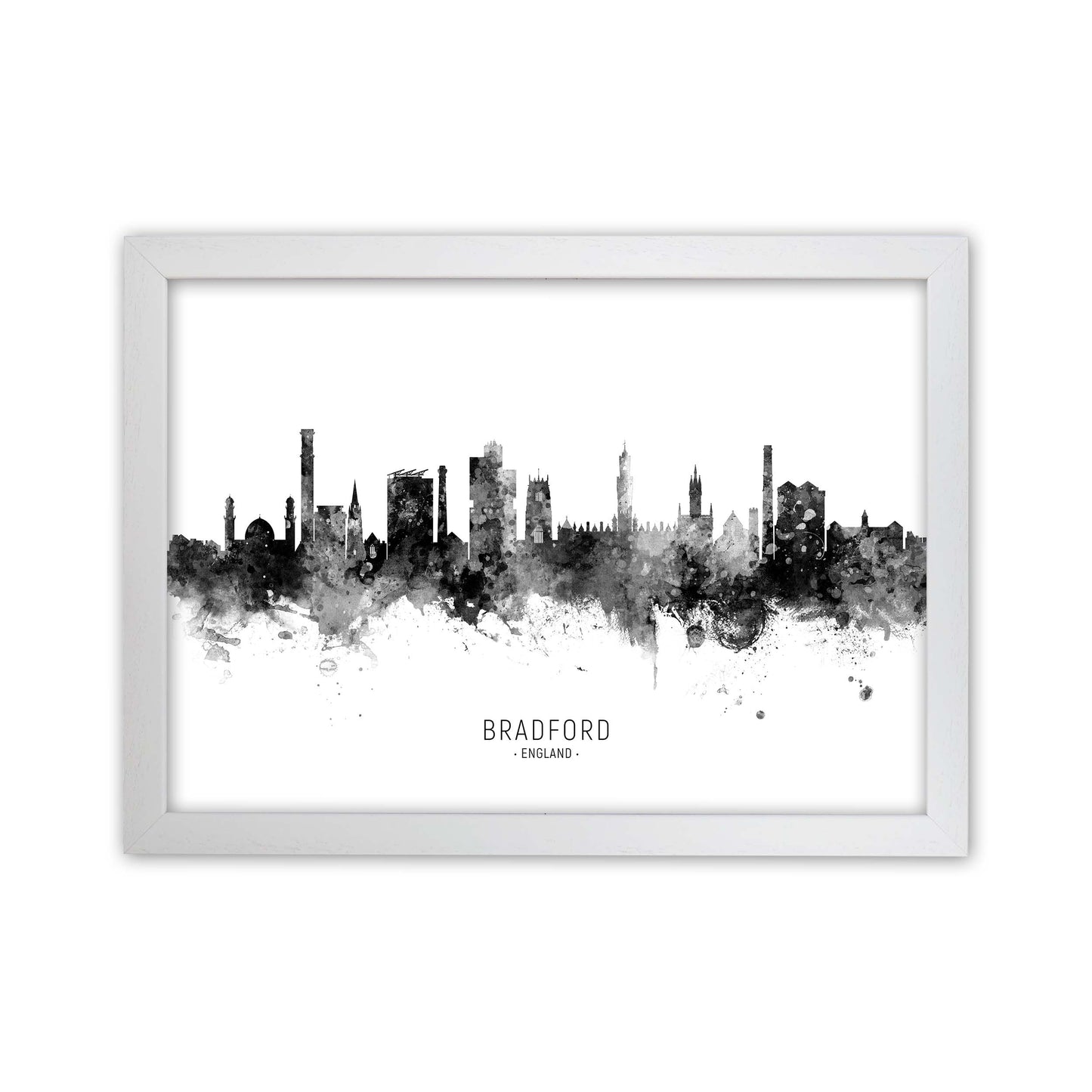 Bradford England Skyline Black White City Name  by Michael Tompsett White Grain