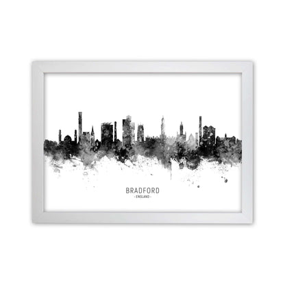 Bradford England Skyline Black White City Name  by Michael Tompsett White Grain