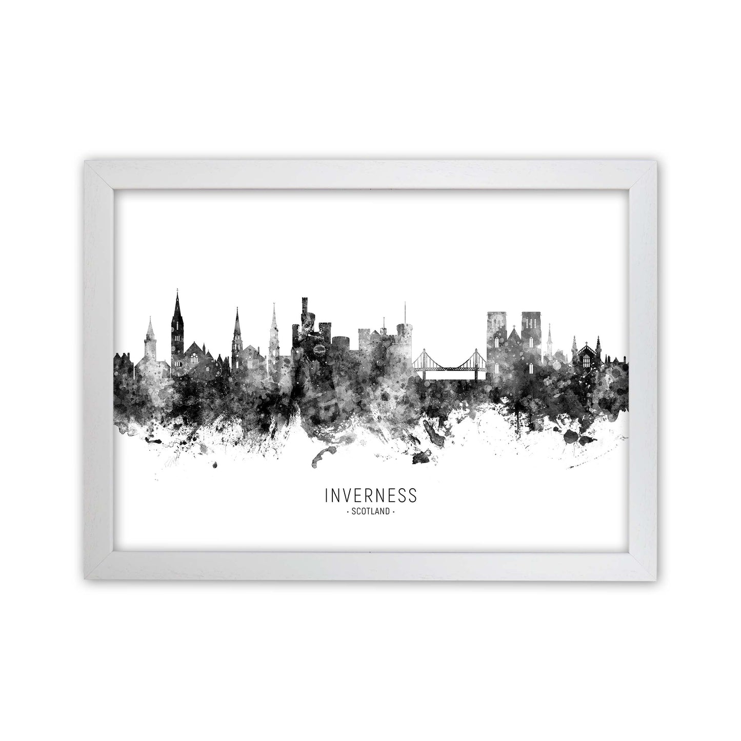Inverness Scotland Skyline Black White City Name  by Michael Tompsett White Grain