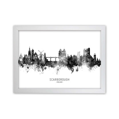 Scarborough England Skyline Black White City Name  by Michael Tompsett White Grain