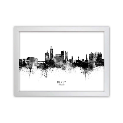 Derby England Skyline Black White City Name  by Michael Tompsett White Grain