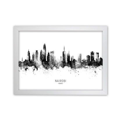 Nairobi Kenya Skyline Black White City Name  by Michael Tompsett White Grain