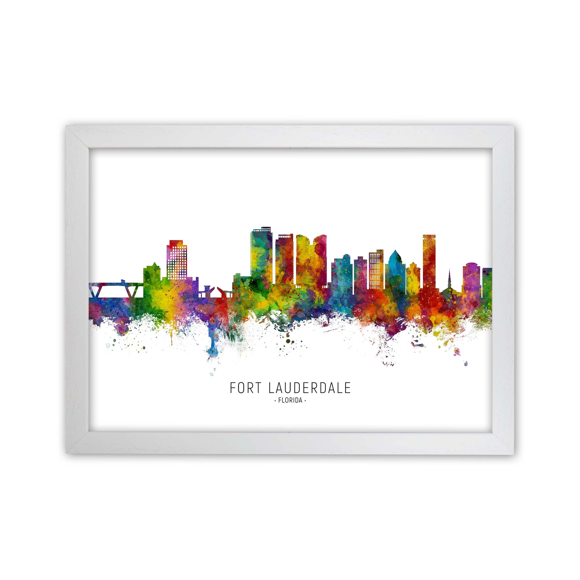 Fort Lauderdale Florida Skyline Art Print by Michael Tompsett White Grain