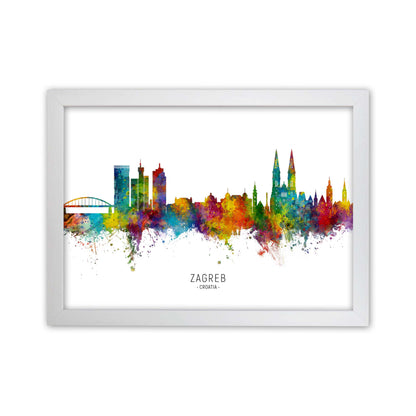 Zagreb Croatia Skyline Art Print by Michael Tompsett White Grain