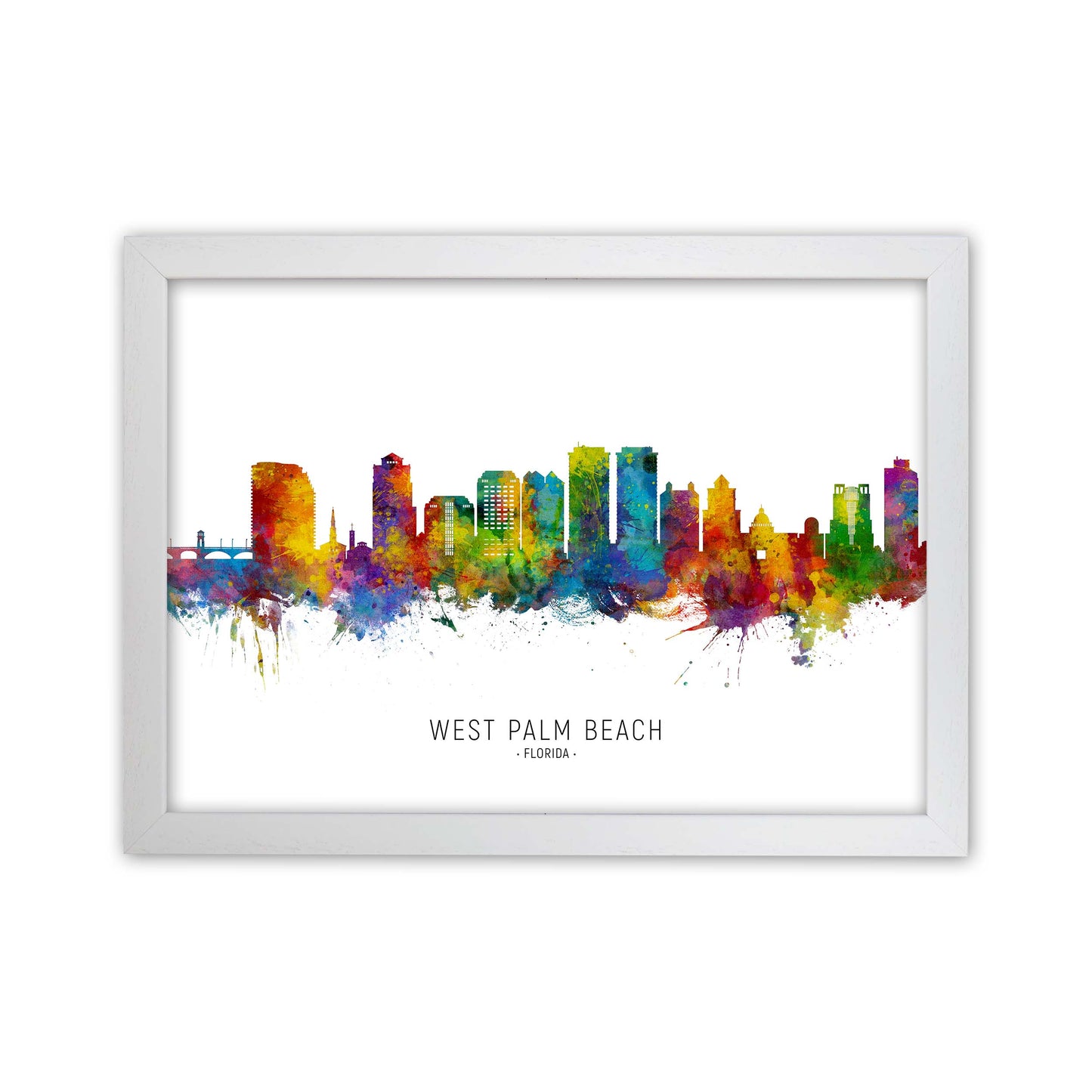 West Palm Beach Florida Skyline Art Print by Michael Tompsett White Grain