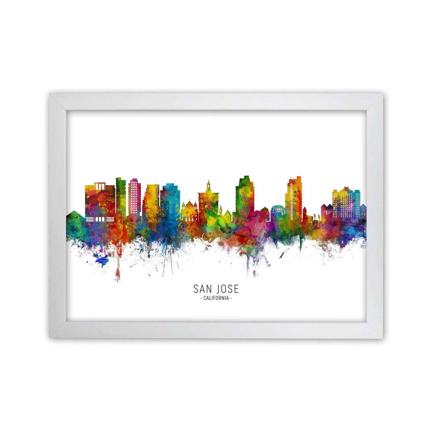 San Jose California Skyline Art Print by Michael Tompsett White Grain