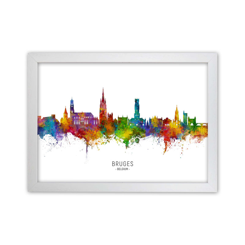 Bruges Belgium Skyline Art Print by Michael Tompsett White Grain
