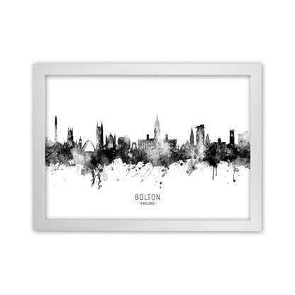 Bolton England Skyline Black White City Name  by Michael Tompsett White Grain