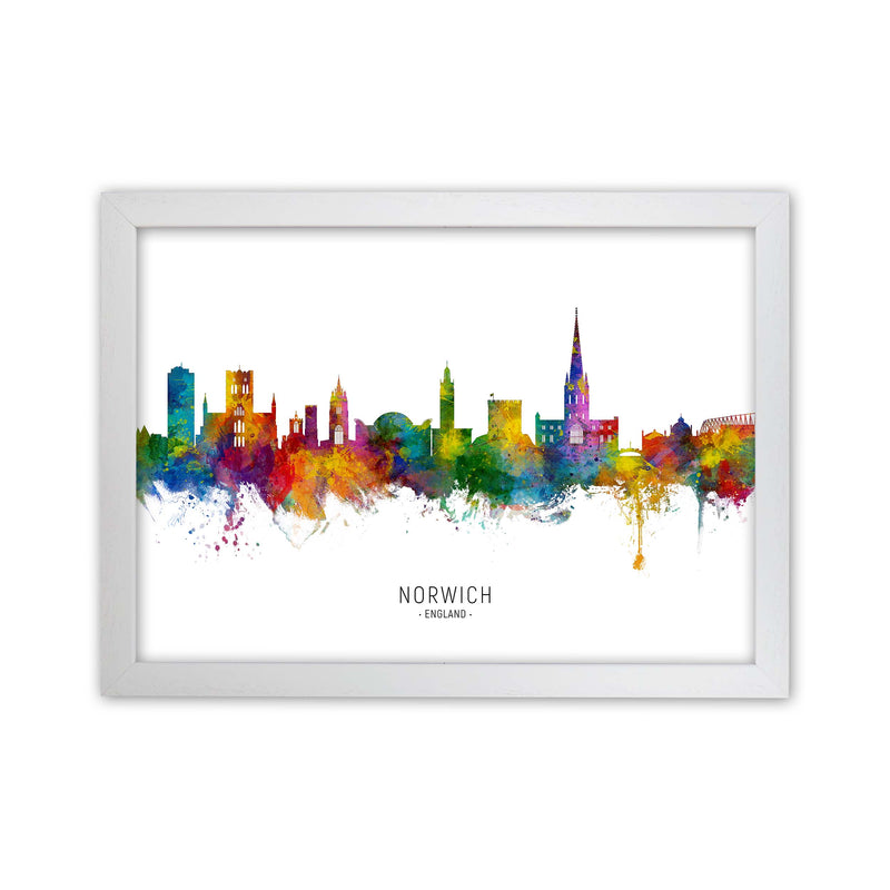 Norwich England Skyline Art Print by Michael Tompsett White Grain