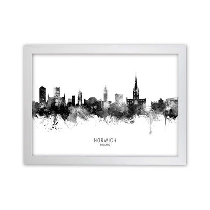 Norwich England Skyline Black White City Name  by Michael Tompsett White Grain