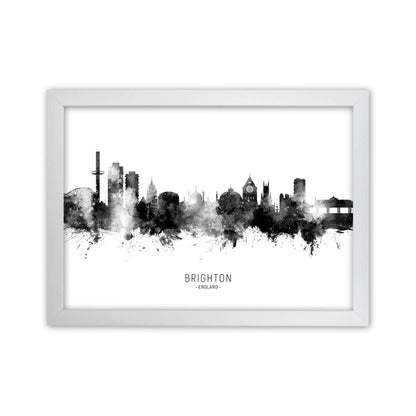 Brighton England Skyline Black White City Name  by Michael Tompsett White Grain