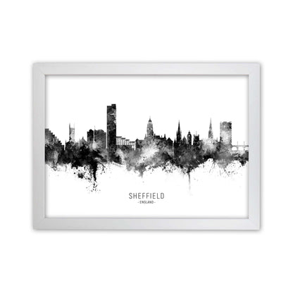 Sheffield England Skyline Black White City Name  by Michael Tompsett White Grain