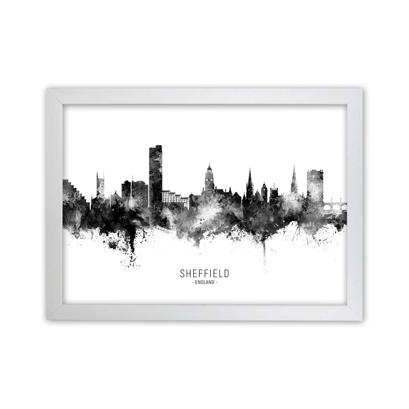 Sheffield England Skyline Black White City Name  by Michael Tompsett White Grain