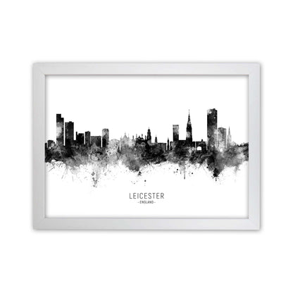 Leicester England Skyline Black White City Name  by Michael Tompsett White Grain