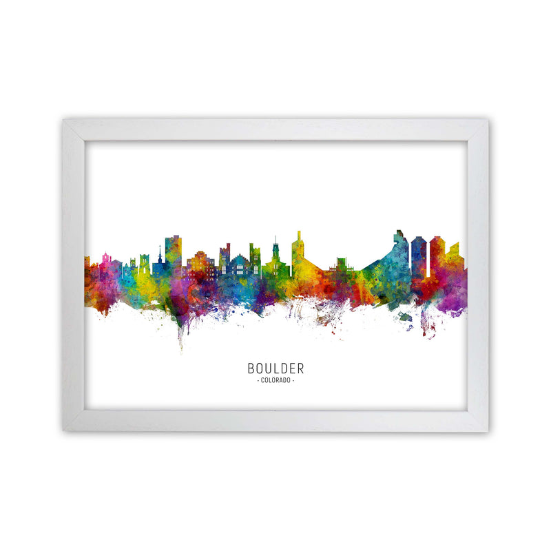 Boulder Colorado Skyline Art Print by Michael Tompsett White Grain