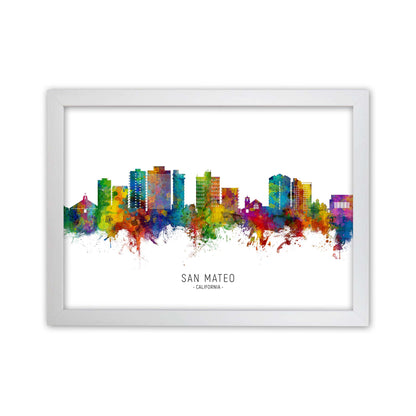 San Mateo California Skyline Art Print by Michael Tompsett White Grain