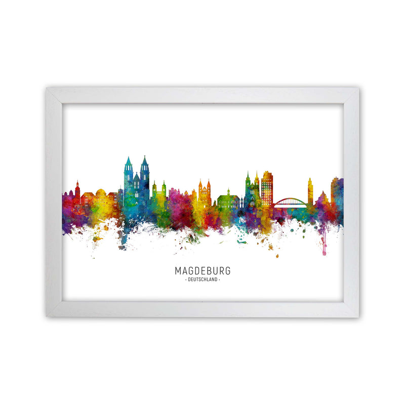 Magdeburg Deutschland Skyline Art Print by Michael Tompsett White Grain