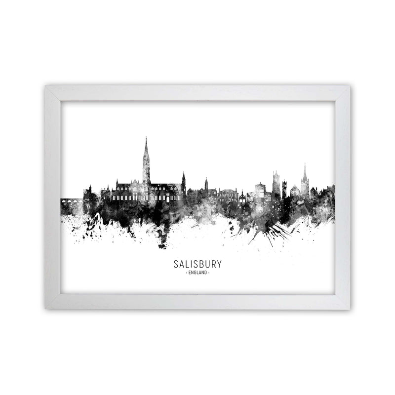 Salisbury England Skyline Black White City Name  by Michael Tompsett White Grain