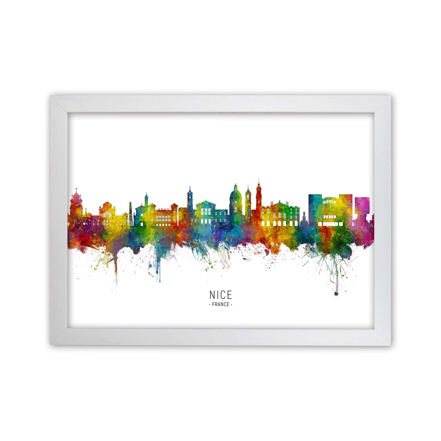 Nice France Skyline Art Print by Michael Tompsett White Grain